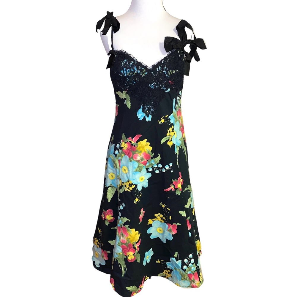 Rickie freeman Teri Jon gorgeous black floral dress, lace & bows! Amazing, sz 6